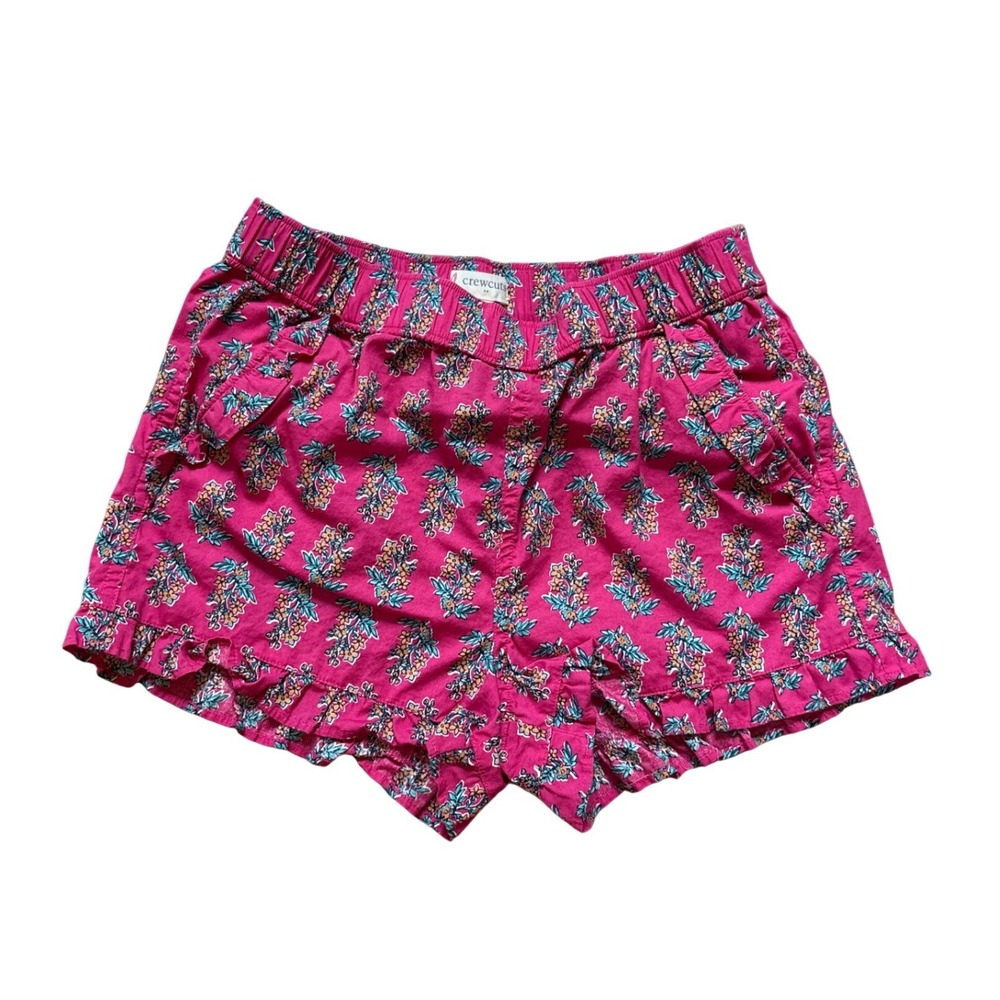 Crewcuts Shorts Kids Pink Excellent Floral Ruffle Hem Elastic‎ Waist SIZE 10